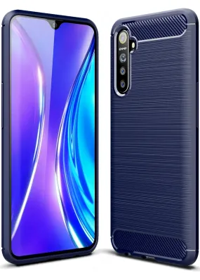 Carbon Fibre Series Shockproof Armor Back Cover for Realme X2, Realme XT, Oppo K5 6.4 inch, Blue