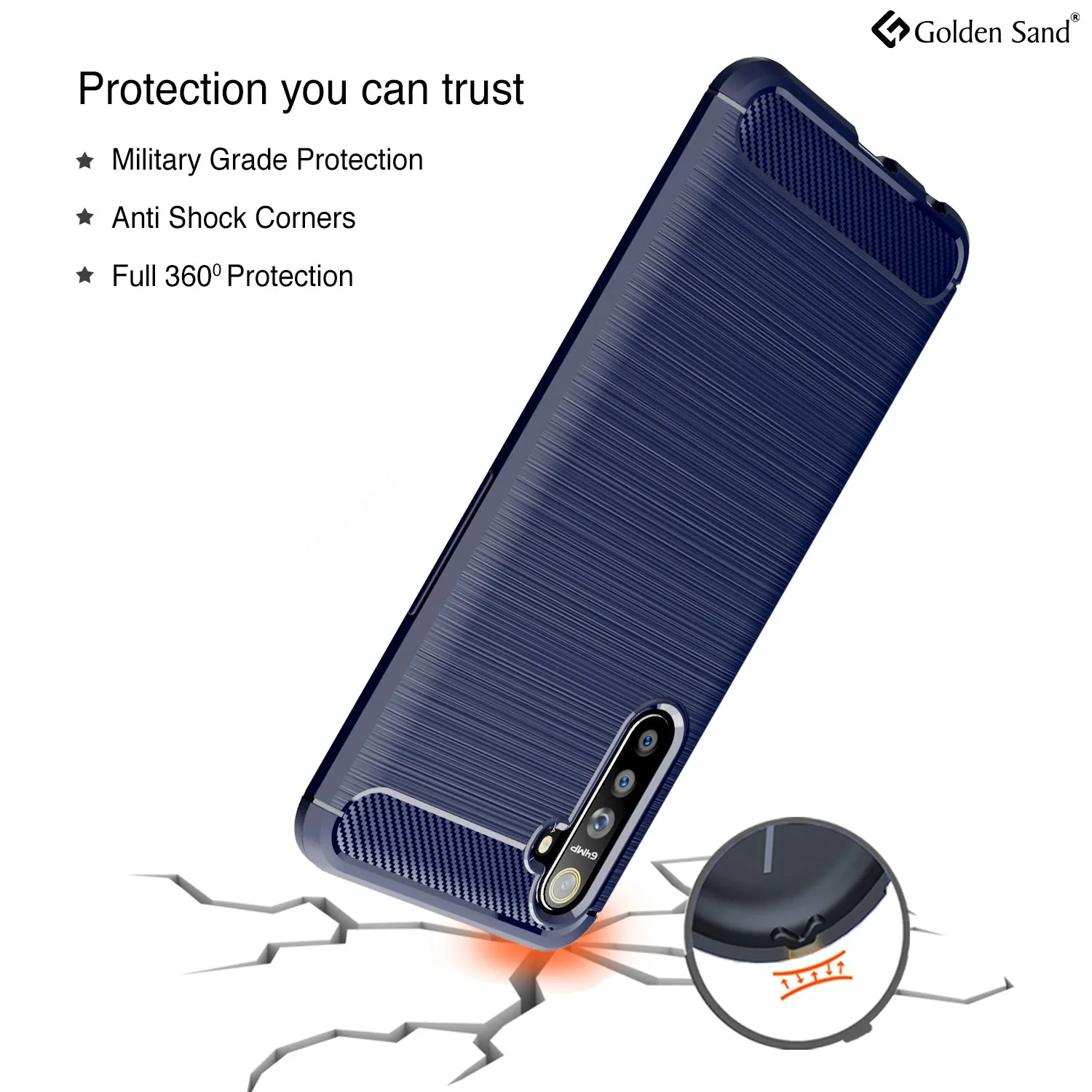 Carbon Fibre Series Shockproof Armor Back Cover for Realme X2, Realme XT, Oppo K5 6.4 inch, Blue