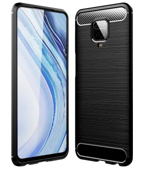 Carbon Fibre Series Shockproof Armor Back Cover for Redmi Note 10 Lite, Xiaomi Redmi Note 9 Pro, Note 9 Pro Max, Poco M2 Pro, Black
