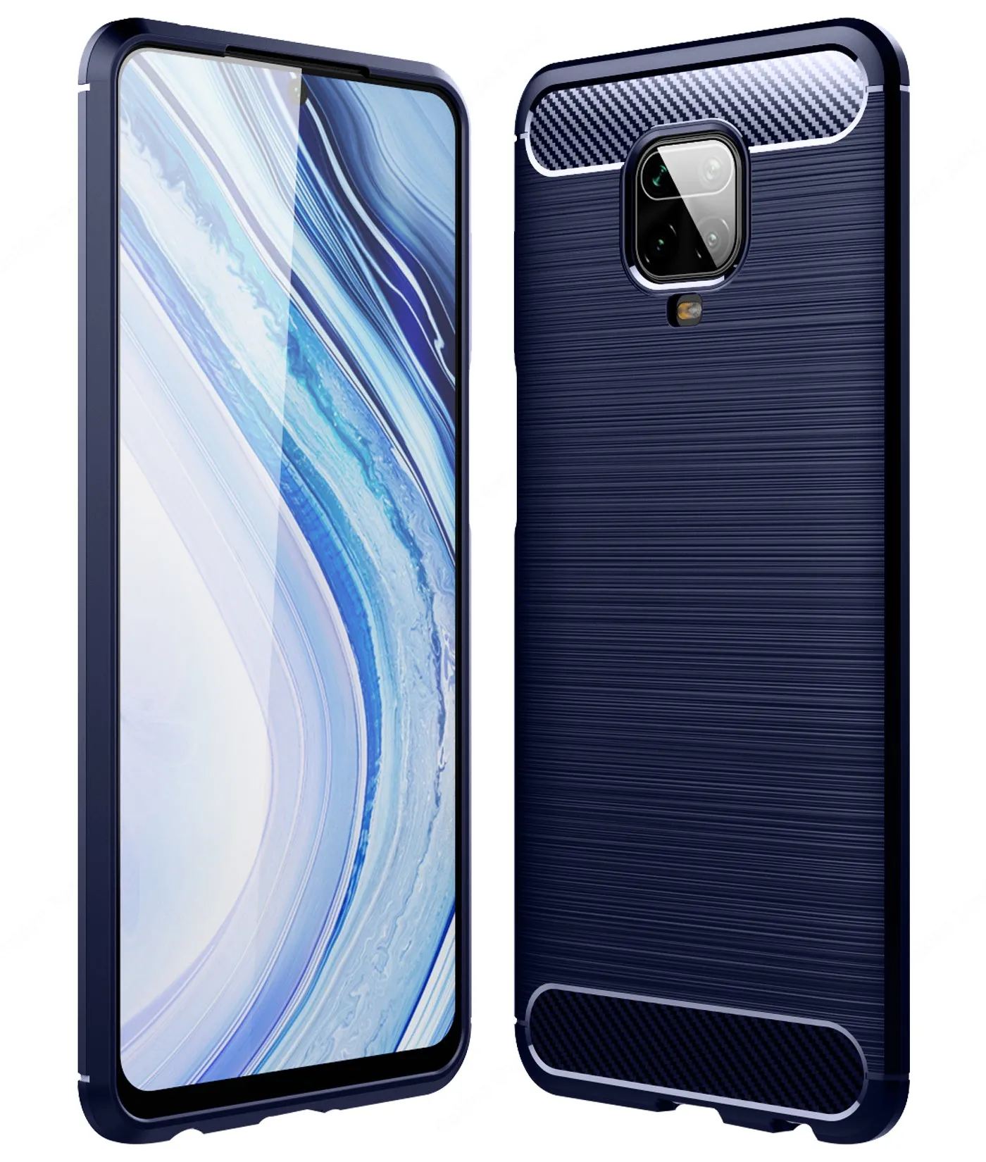 Carbon Fibre Series Shockproof Armor Back Cover for Redmi Note 10 Lite, Xiaomi Redmi Note 9 Pro, Note 9 Pro Max, Poco M2 Pro, Blue