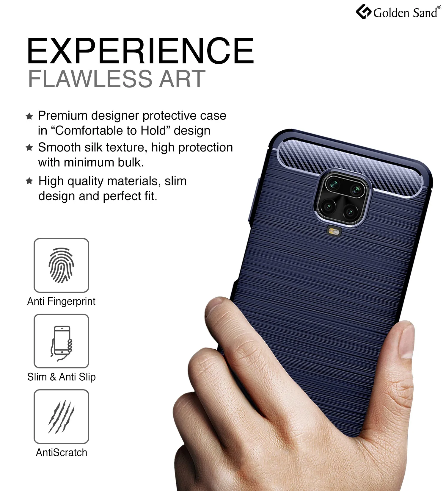 Carbon Fibre Series Shockproof Armor Back Cover for Redmi Note 10 Lite, Xiaomi Redmi Note 9 Pro, Note 9 Pro Max, Poco M2 Pro, Blue