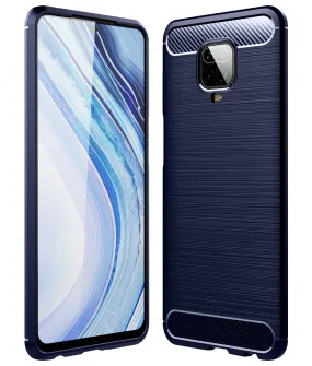 Carbon Fibre Series Shockproof Armor Back Cover for Redmi Note 10 Lite, Xiaomi Redmi Note 9 Pro, Note 9 Pro Max, Poco M2 Pro, Blue