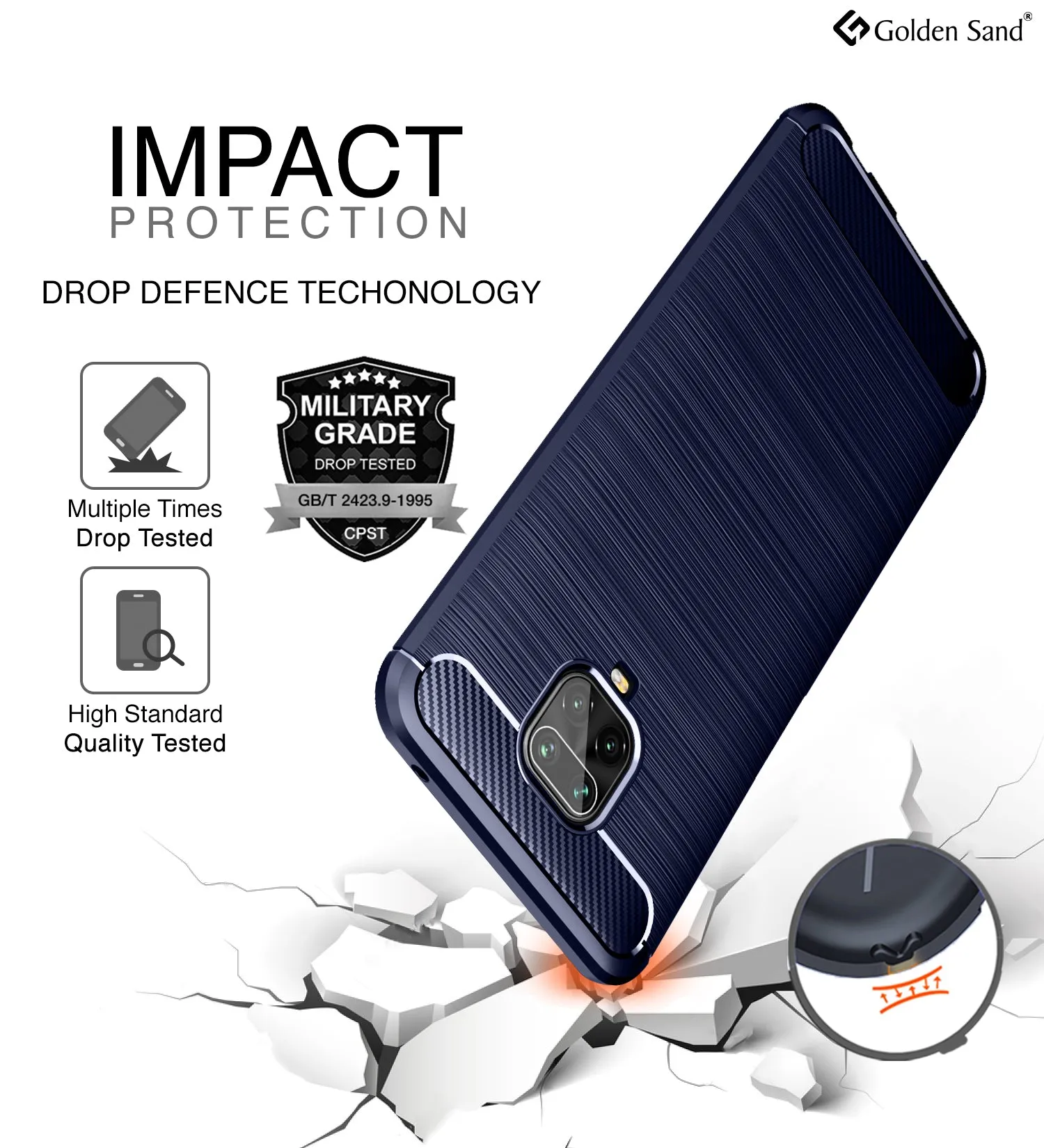 Carbon Fibre Series Shockproof Armor Back Cover for Redmi Note 10 Lite, Xiaomi Redmi Note 9 Pro, Note 9 Pro Max, Poco M2 Pro, Blue