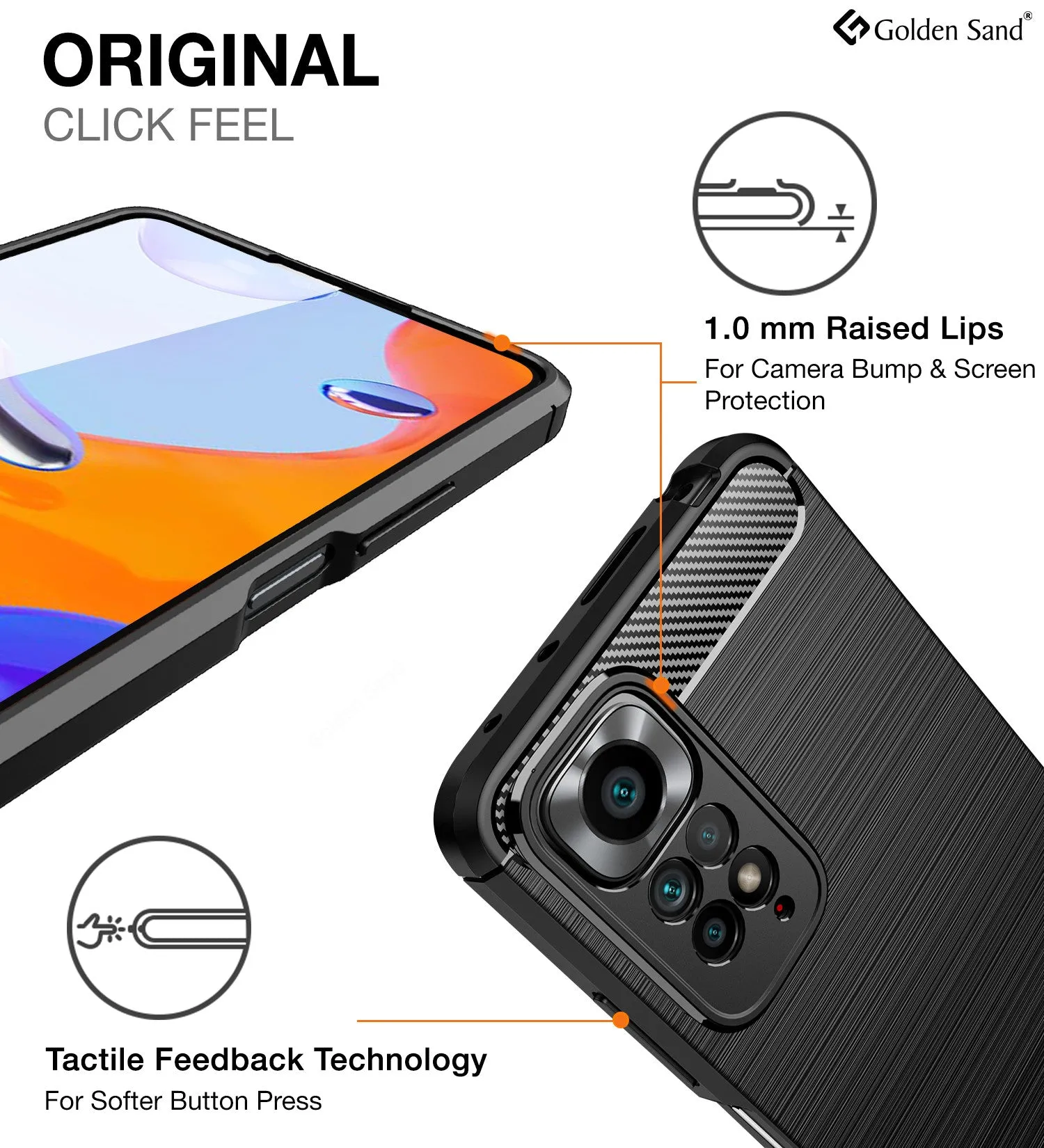 Carbon Fibre Series Shockproof Armor Back Cover for Redmi Note 11 Pro 4G, Redmi Note 11 Pro  Plus 5G, 6.67 inch, Black