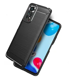 Carbon Fibre Series Shockproof Armor Back Cover for Redmi Note 11, Redmi Note 11S, 6.43 inch, Black