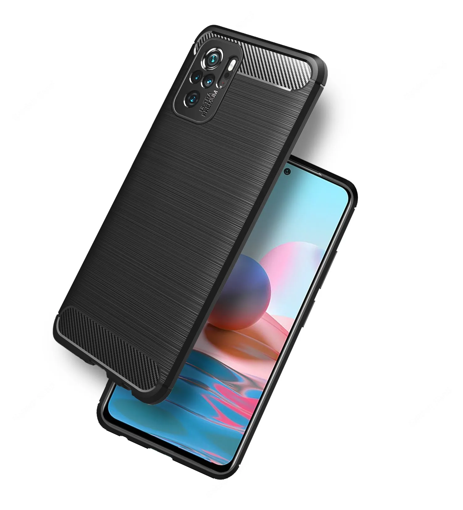 Carbon Fibre Series Shockproof Armor Back Cover for REDMI Note 11 SE, Xiaomi Redmi Note 10, Xiaomi Redmi Note 10S, 6.43 inch, Black