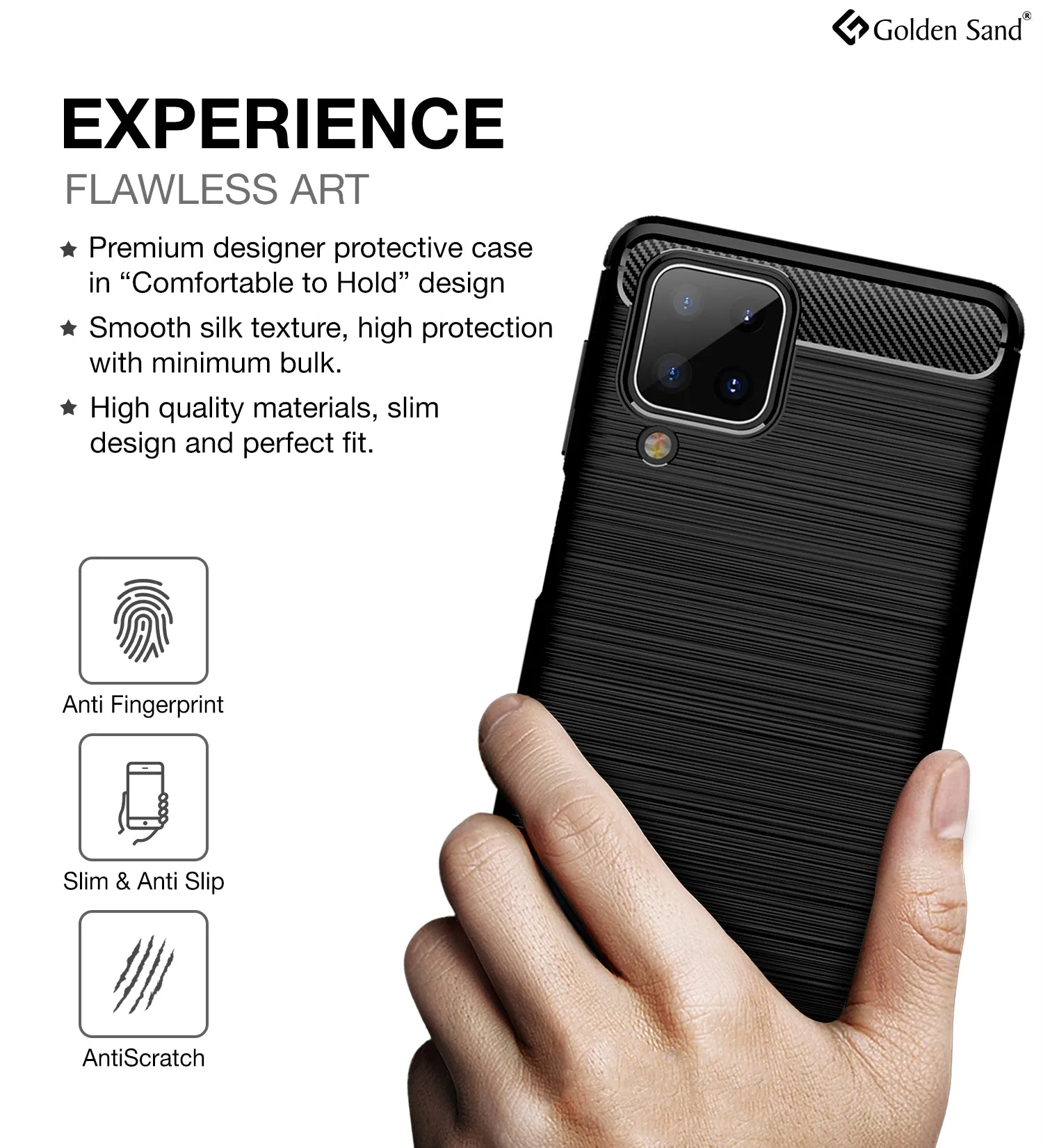 Carbon Fibre Series Shockproof Armor Back Cover for Samsung Galaxy A12, Samsung Galaxy M12, Samsung Galaxy F12, 6.5 inch, Black