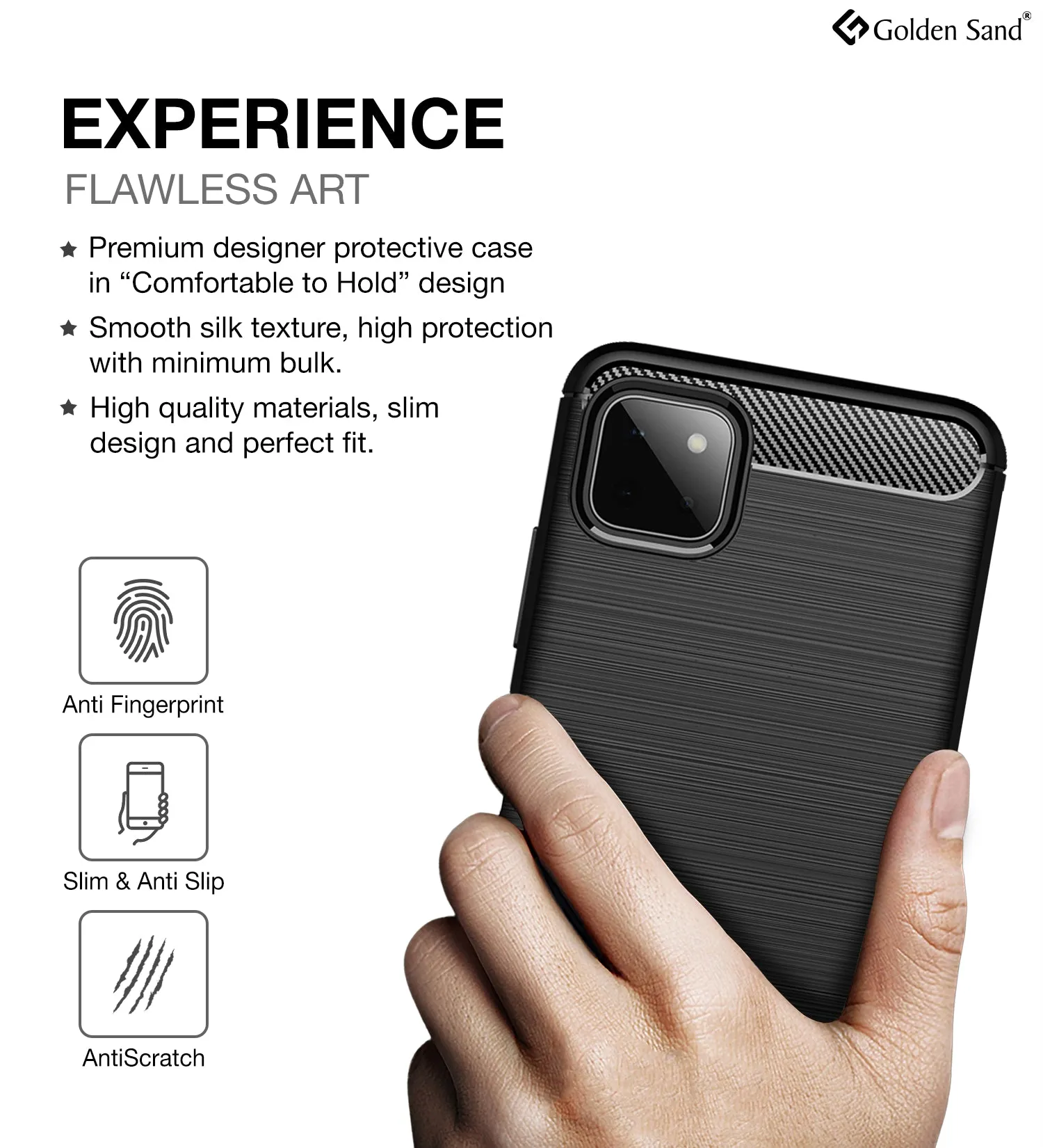 Carbon Fibre Series Shockproof Armor Back Cover for Samsung Galaxy A22 5G, Samsung Galaxy F42 5G, 6.6 inch, Black