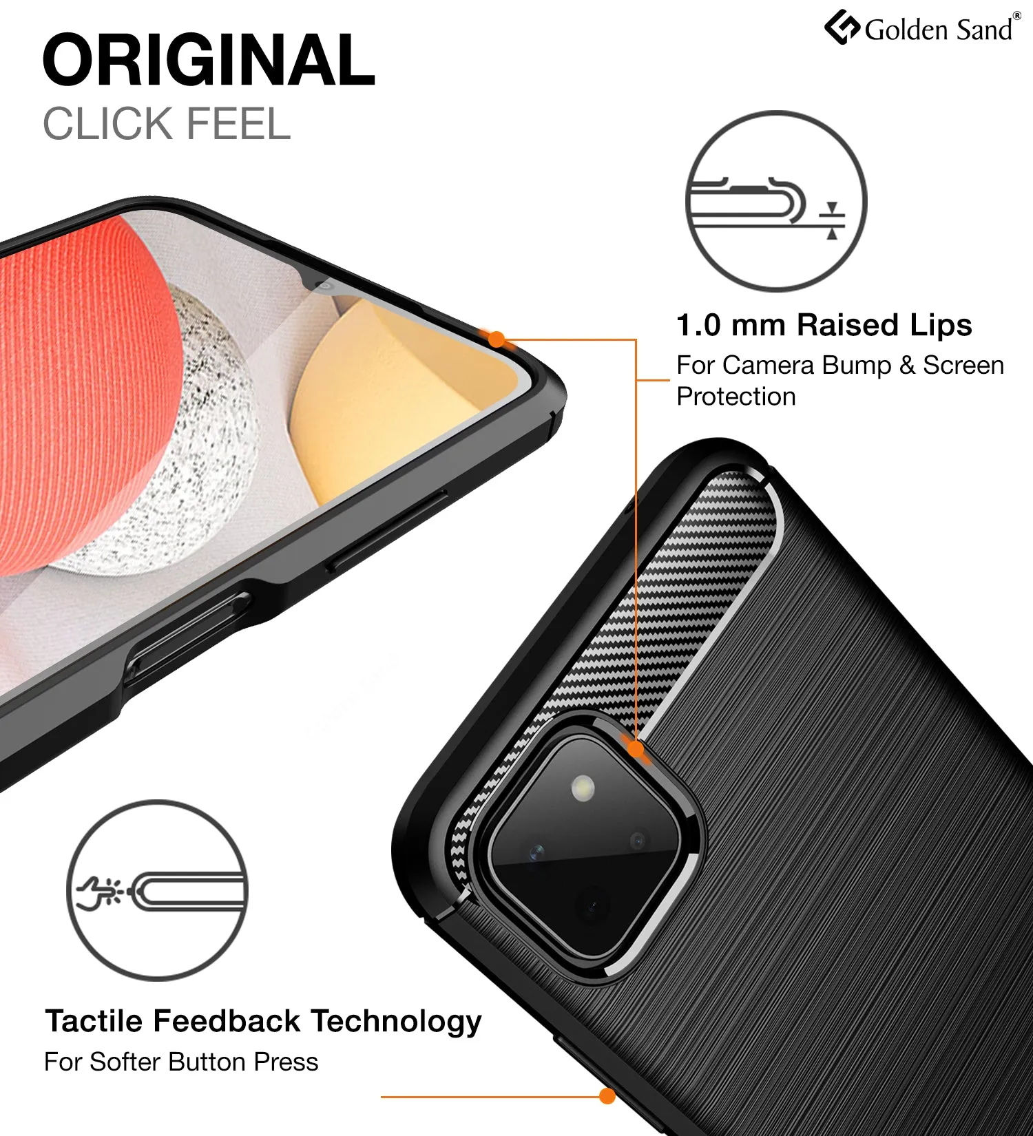 Carbon Fibre Series Shockproof Armor Back Cover for Samsung Galaxy A22 5G, Samsung Galaxy F42 5G, 6.6 inch, Black