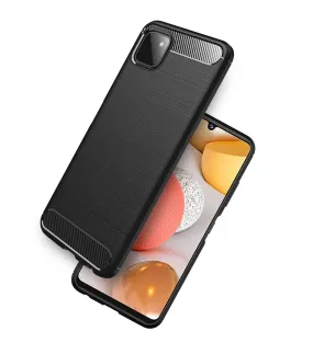 Carbon Fibre Series Shockproof Armor Back Cover for Samsung Galaxy A22 5G, Samsung Galaxy F42 5G, 6.6 inch, Black