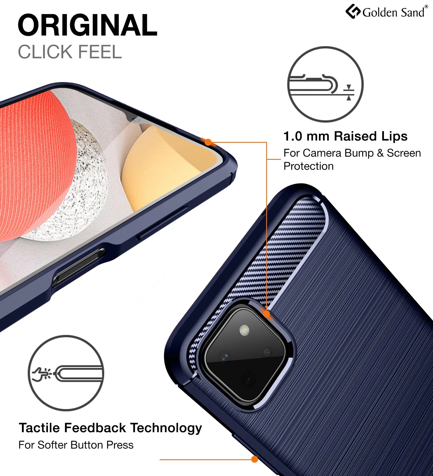 Carbon Fibre Series Shockproof Armor Back Cover for Samsung Galaxy A22 5G, Samsung Galaxy F42 5G, 6.6 inch, Blue