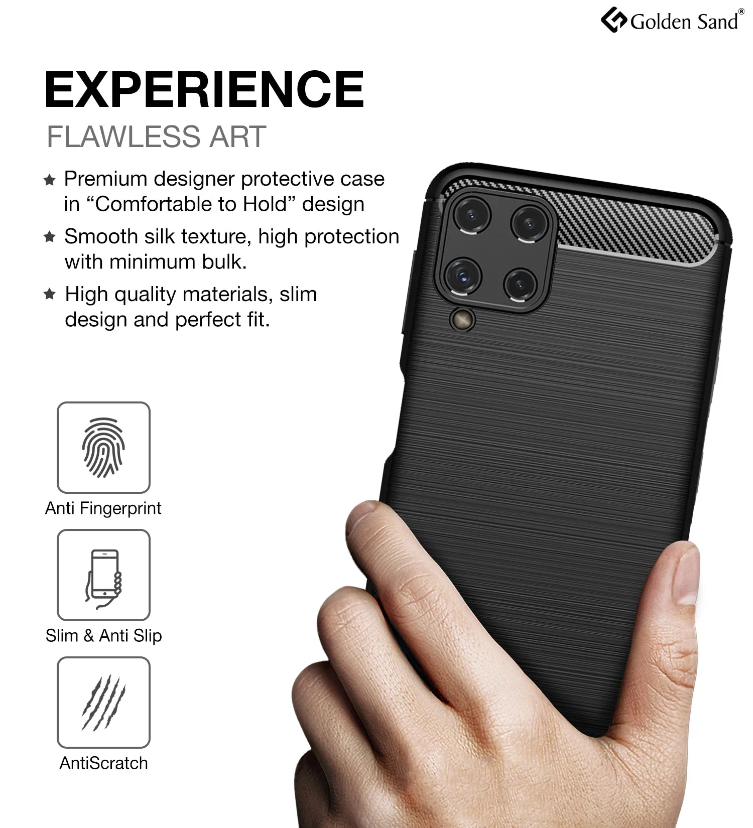 Carbon Fibre Series Shockproof Armor Back Cover for Samsung Galaxy A22, 6.4 inch, Black