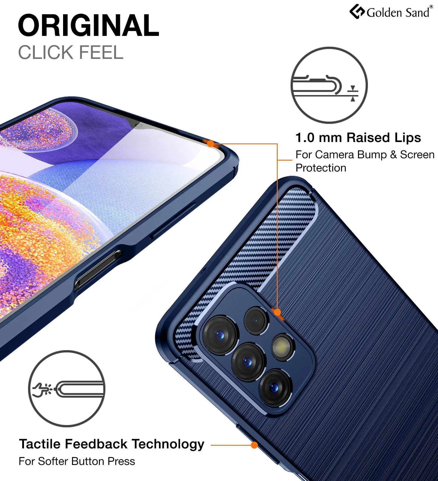 Carbon Fibre Series Shockproof Armor Back Cover for Samsung Galaxy A23 5G, Samsung Galaxy A23 4G, 6.6 inch, Blue