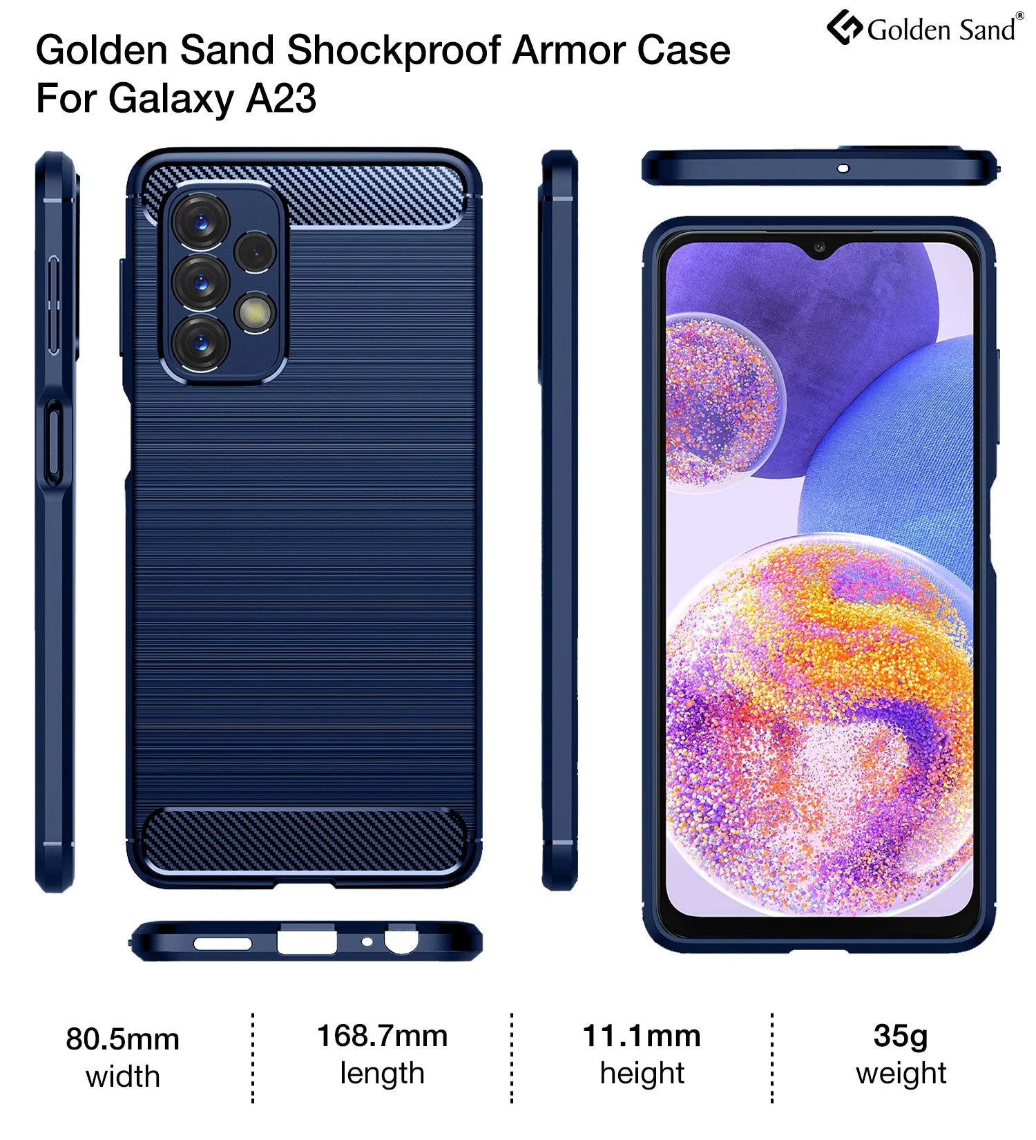Carbon Fibre Series Shockproof Armor Back Cover for Samsung Galaxy A23 5G, Samsung Galaxy A23 4G, 6.6 inch, Blue
