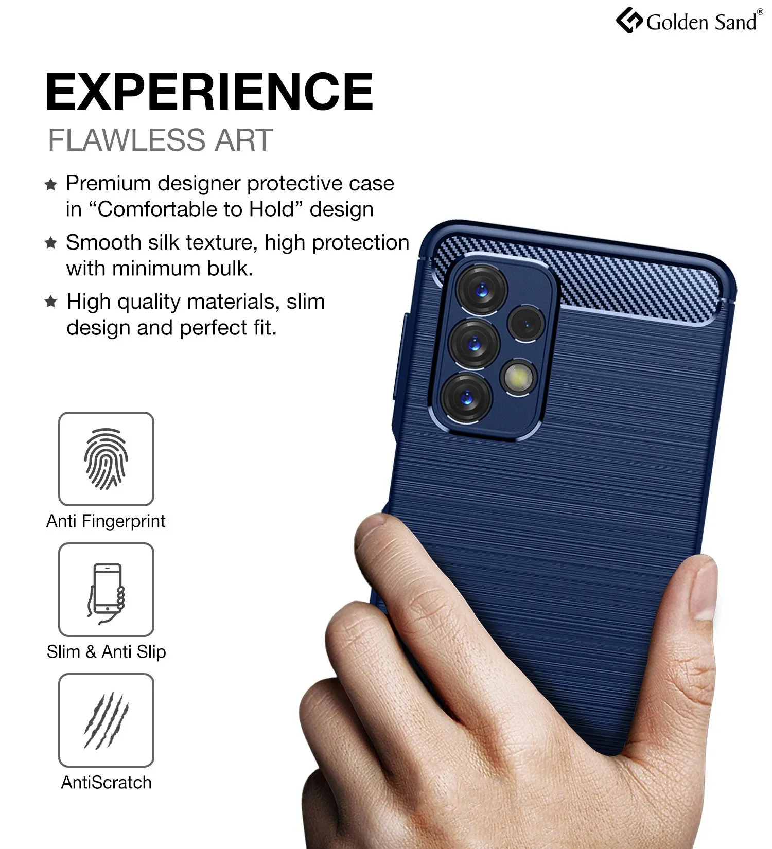 Carbon Fibre Series Shockproof Armor Back Cover for Samsung Galaxy A23 5G, Samsung Galaxy A23 4G, 6.6 inch, Blue