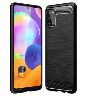 Carbon Fibre Series Shockproof Armor Back Cover for Samsung Galaxy A31 6.4 inch, Black