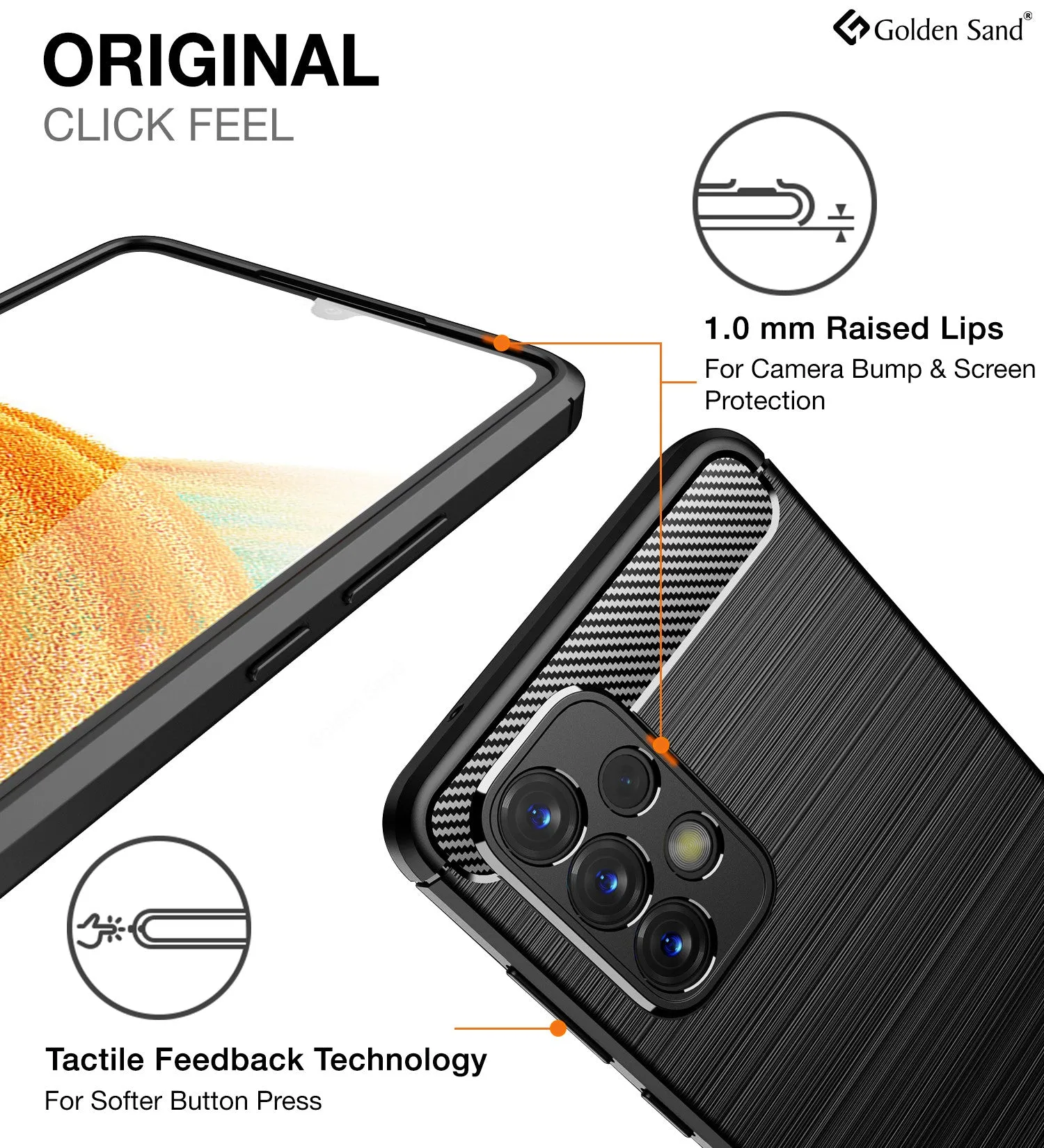 Carbon Fibre Series Shockproof Armor Back Cover for Samsung Galaxy A33 5G, 6.4 inch, Black