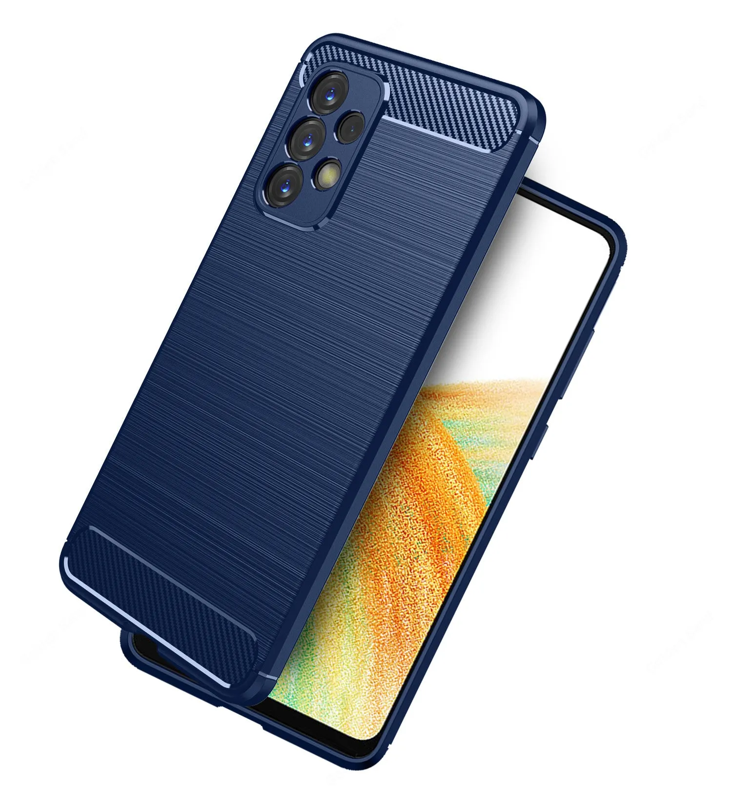 Carbon Fibre Series Shockproof Armor Back Cover for Samsung Galaxy A33 5G, 6.4 inch, Blue