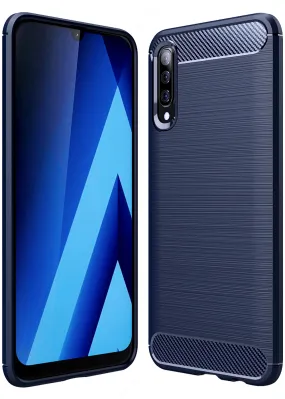 Carbon Fibre Series Shockproof Armor Back Cover for Samsung Galaxy A50s, A50, A30s 6.4 inch, Blue