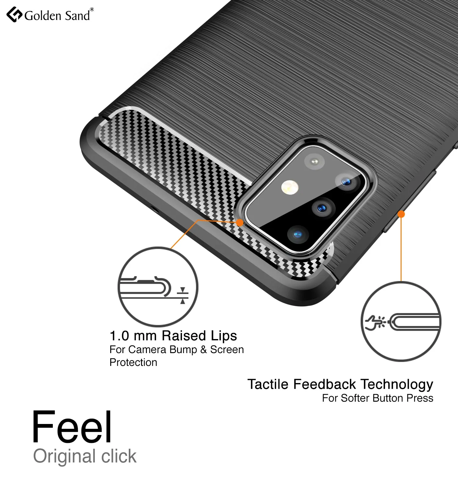 Carbon Fibre Series Shockproof Armor Back Cover for Samsung Galaxy A51 6.5 inch, Black