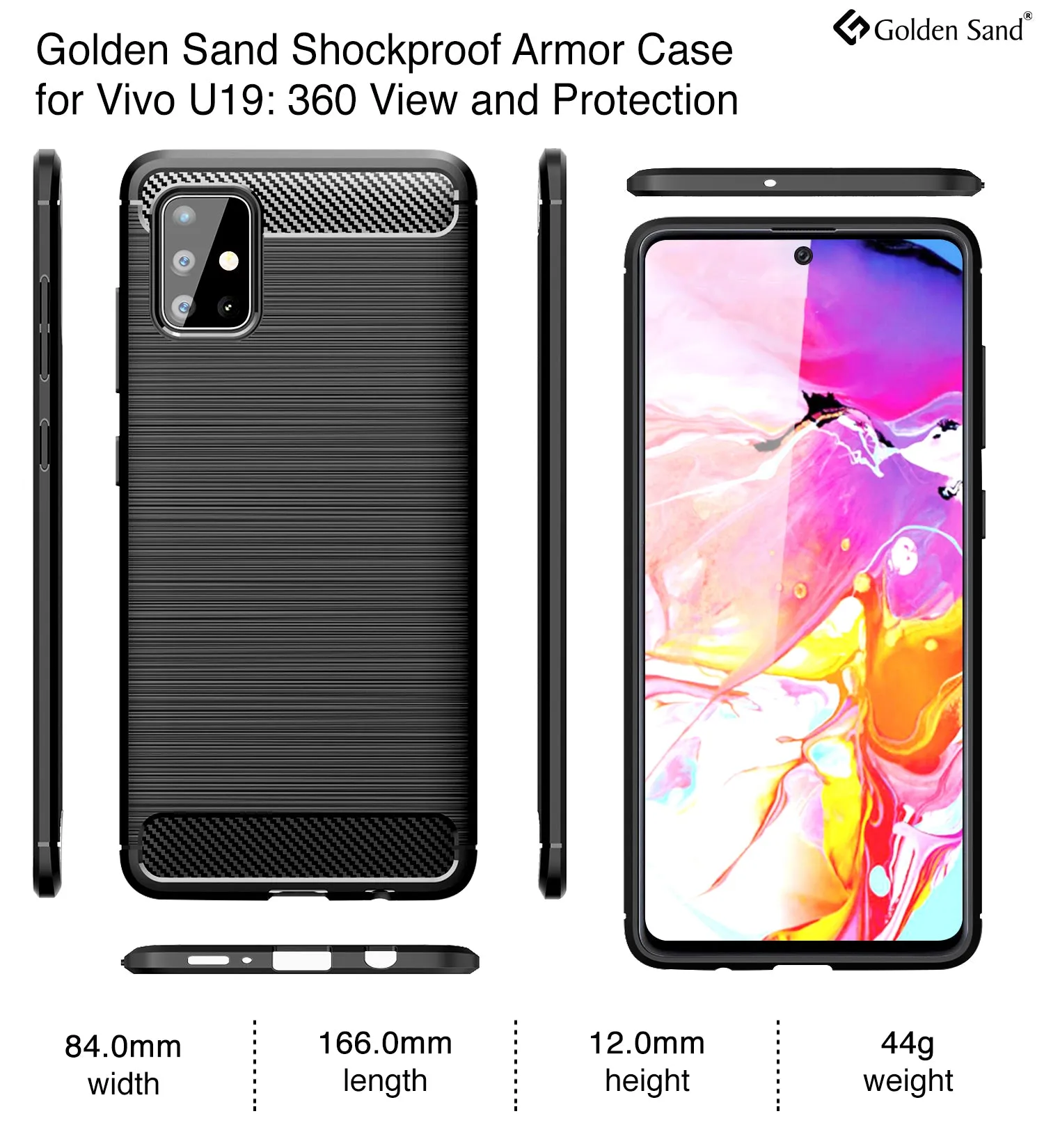 Carbon Fibre Series Shockproof Armor Back Cover for Samsung Galaxy A51 6.5 inch, Black