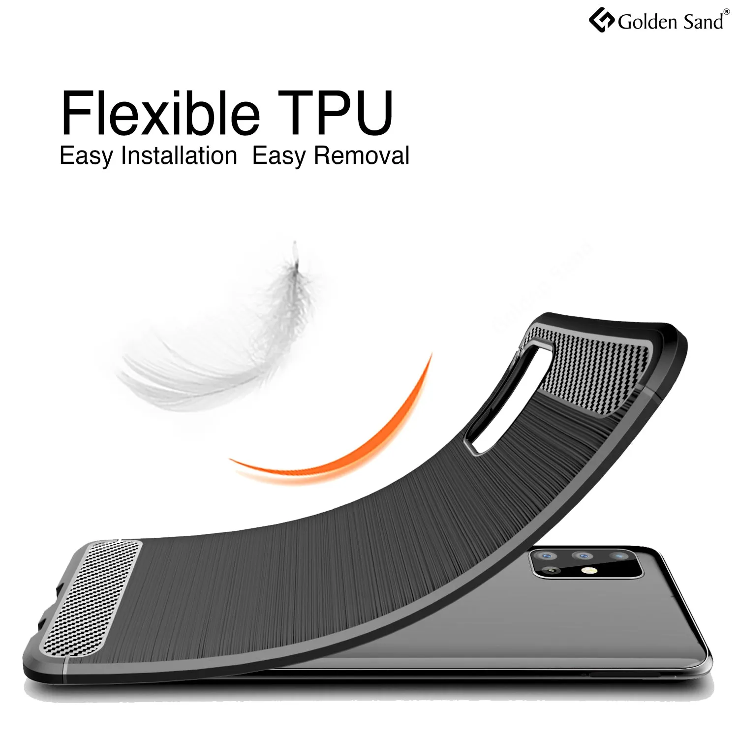Carbon Fibre Series Shockproof Armor Back Cover for Samsung Galaxy A51 6.5 inch, Black