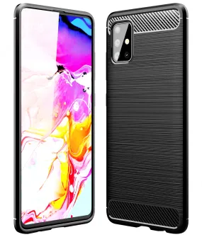 Carbon Fibre Series Shockproof Armor Back Cover for Samsung Galaxy A51 6.5 inch, Black