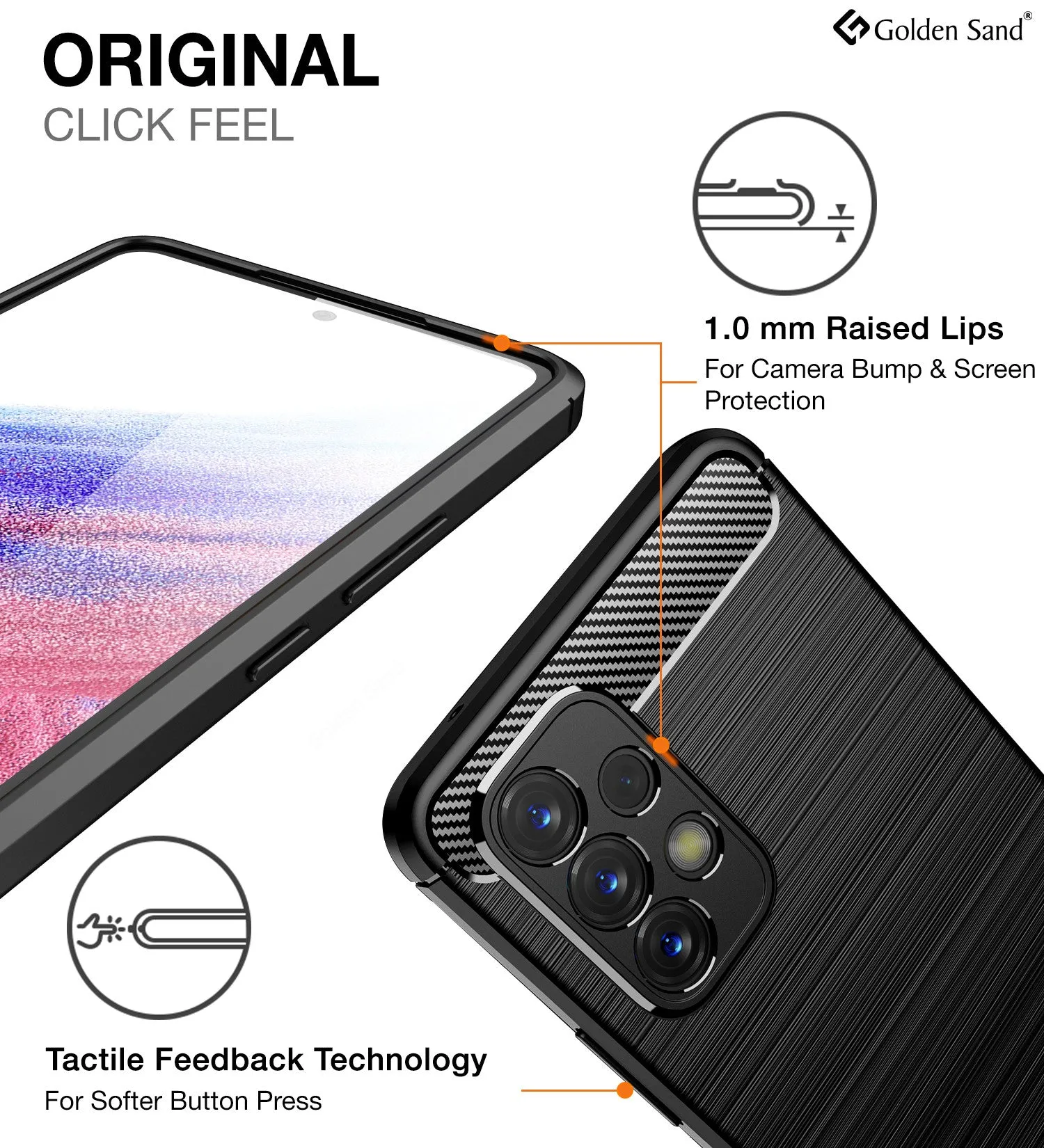 Carbon Fibre Series Shockproof Armor Back Cover for Samsung Galaxy A53 5G, 6.5 inch, Black