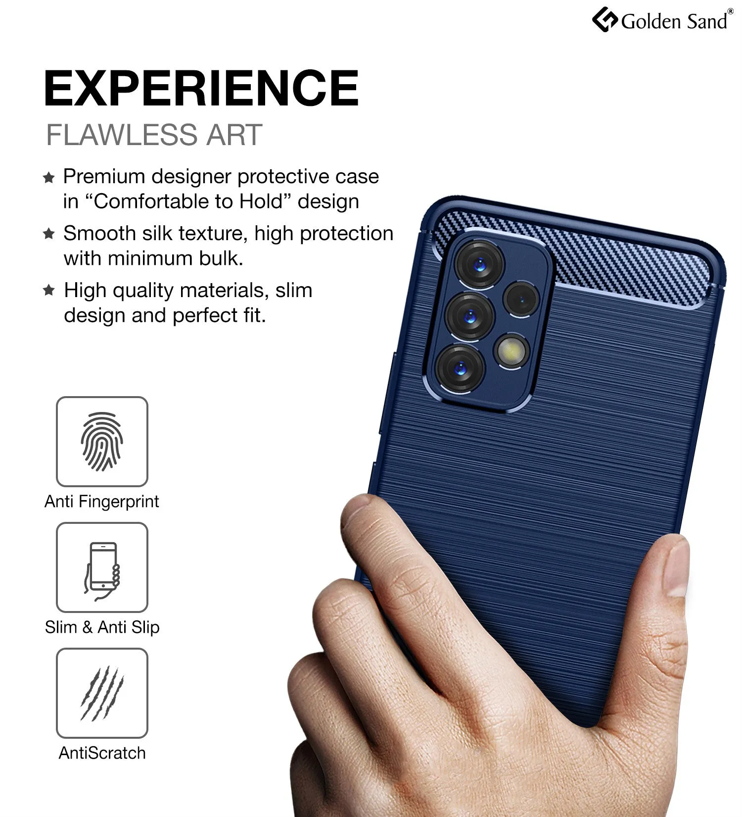 Carbon Fibre Series Shockproof Armor Back Cover for Samsung Galaxy A53 5G, 6.5 inch, Blue