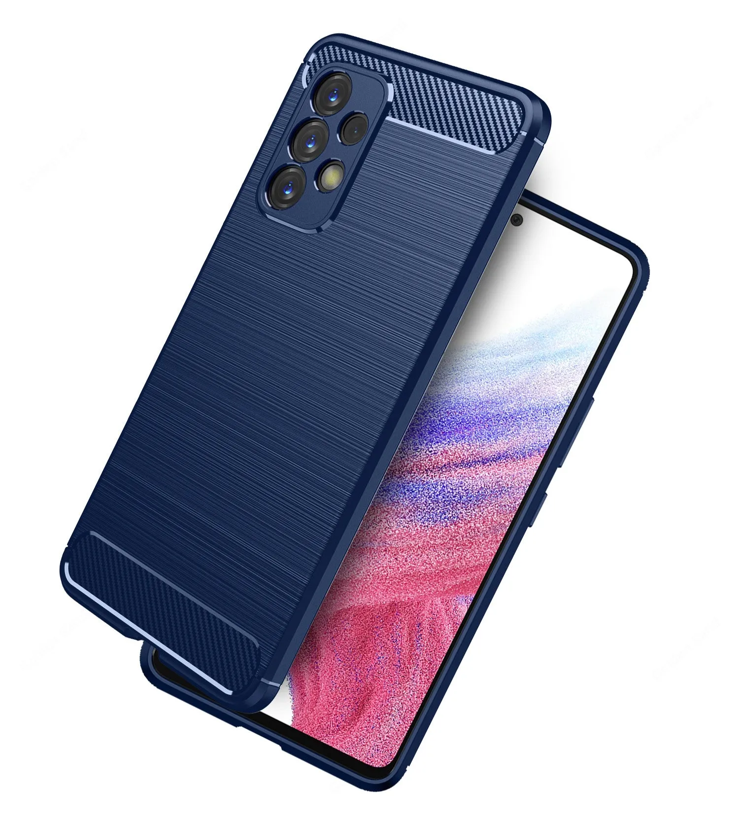 Carbon Fibre Series Shockproof Armor Back Cover for Samsung Galaxy A53 5G, 6.5 inch, Blue