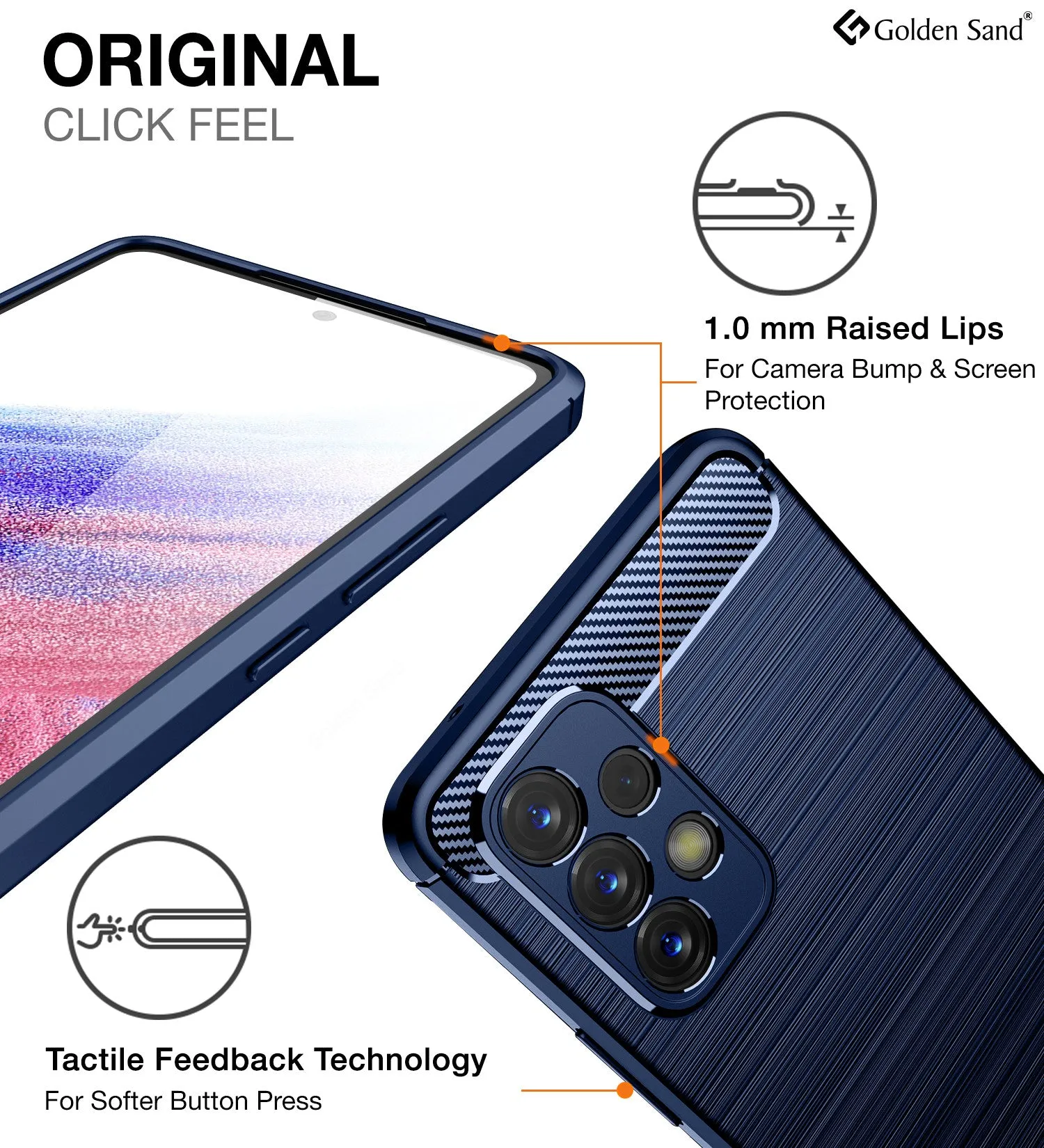 Carbon Fibre Series Shockproof Armor Back Cover for Samsung Galaxy A53 5G, 6.5 inch, Blue