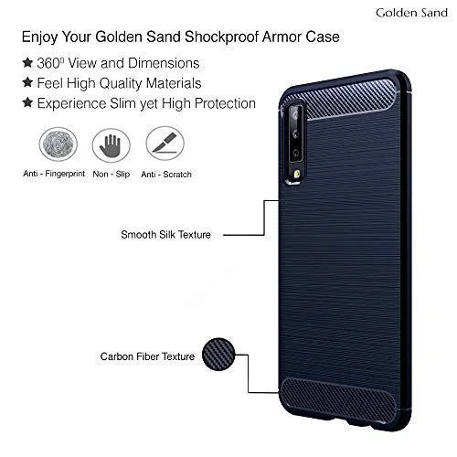 Carbon Fibre Series Shockproof Armor Back Cover for Samsung Galaxy A7 (2018), 6.0 inch, Blue
