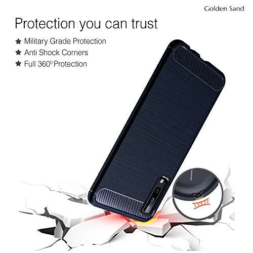 Carbon Fibre Series Shockproof Armor Back Cover for Samsung Galaxy A7 (2018), 6.0 inch, Blue