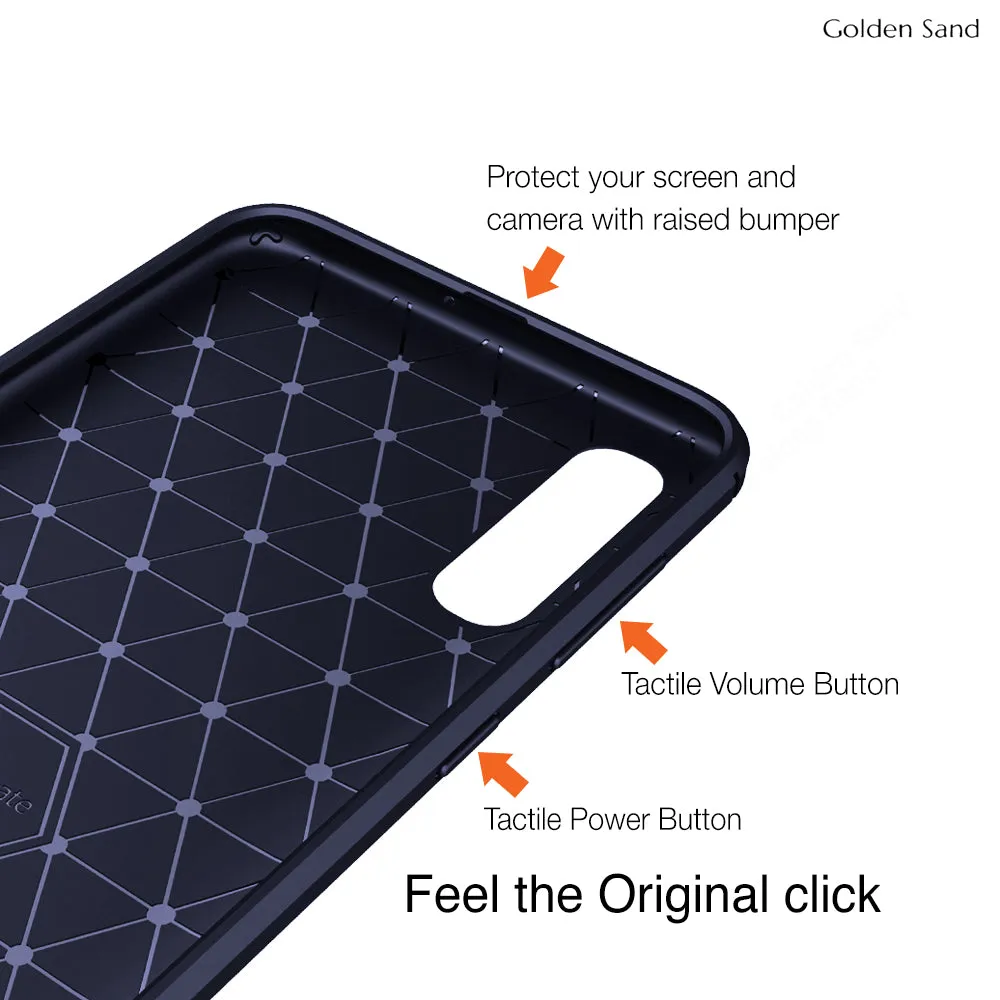 Carbon Fibre Series Shockproof Armor Back Cover for Samsung Galaxy A70, Samsung Galaxy A70s, 6.7 inch, Blue