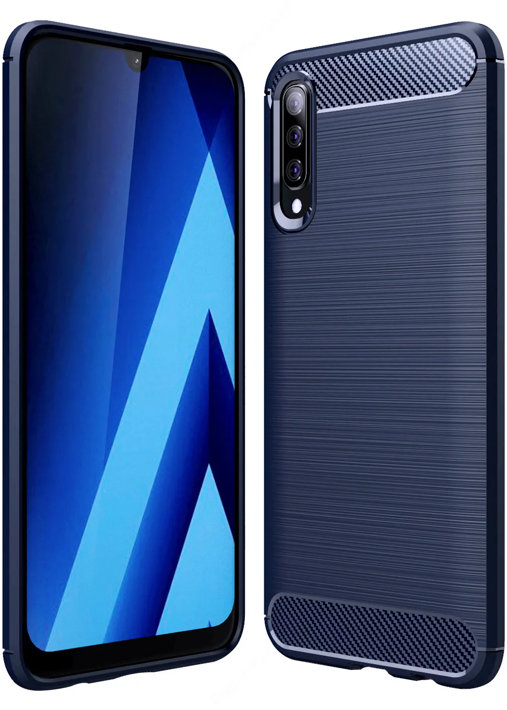 Carbon Fibre Series Shockproof Armor Back Cover for Samsung Galaxy A70, Samsung Galaxy A70s, 6.7 inch, Blue