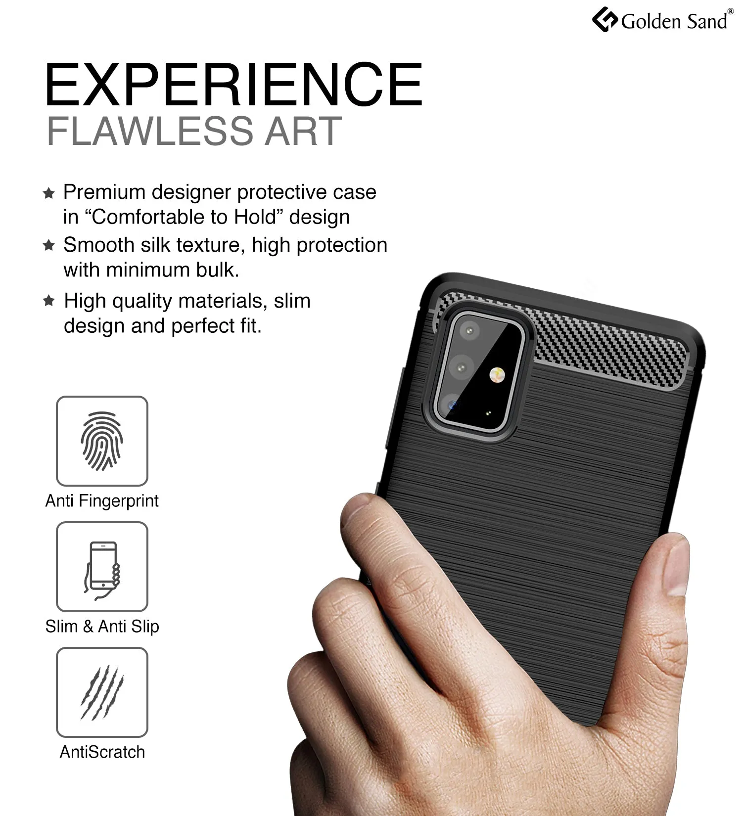 Carbon Fibre Series Shockproof Armor Back Cover for Samsung Galaxy A71 6.7 inch, Black