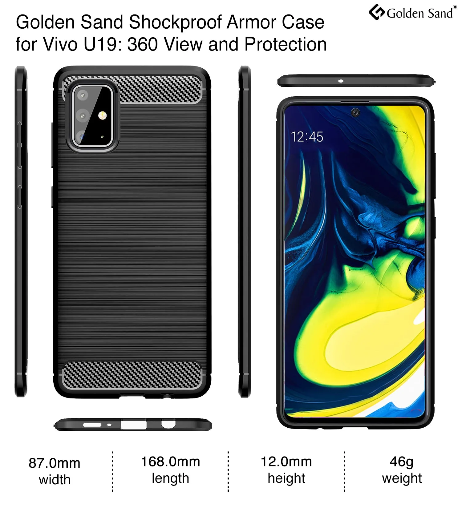 Carbon Fibre Series Shockproof Armor Back Cover for Samsung Galaxy A71 6.7 inch, Black