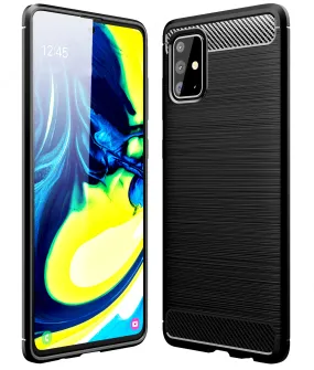 Carbon Fibre Series Shockproof Armor Back Cover for Samsung Galaxy A71 6.7 inch, Black