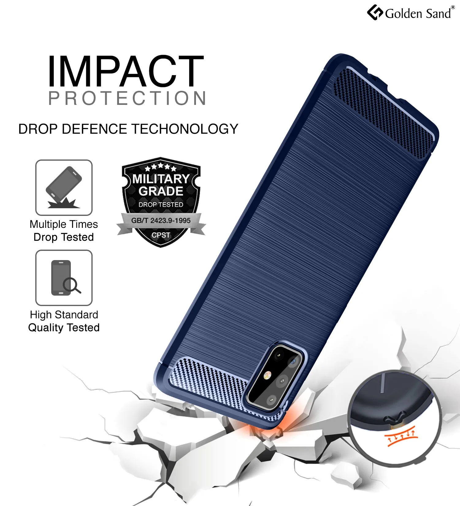 Carbon Fibre Series Shockproof Armor Back Cover for Samsung Galaxy A71 6.7 inch, Blue