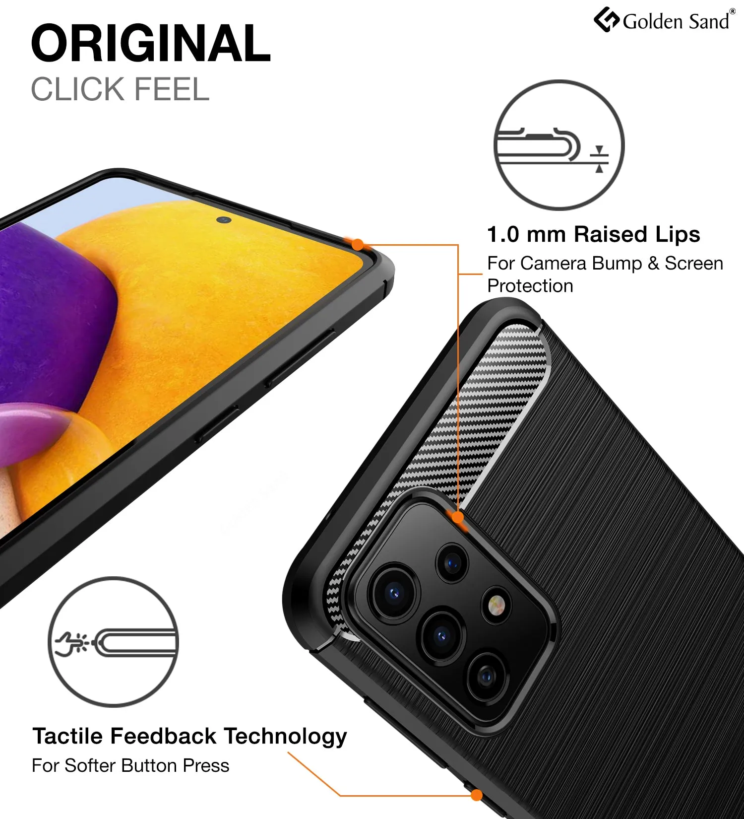 Carbon Fibre Series Shockproof Armor Back Cover for Samsung Galaxy A72, 6.7 inch, Black