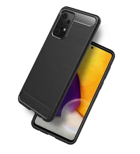 Carbon Fibre Series Shockproof Armor Back Cover for Samsung Galaxy A72, 6.7 inch, Black