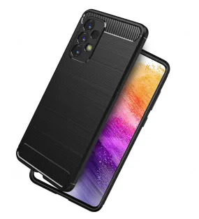 Carbon Fibre Series Shockproof Armor Back Cover for Samsung Galaxy A73 5G, 6.7 inch, Black