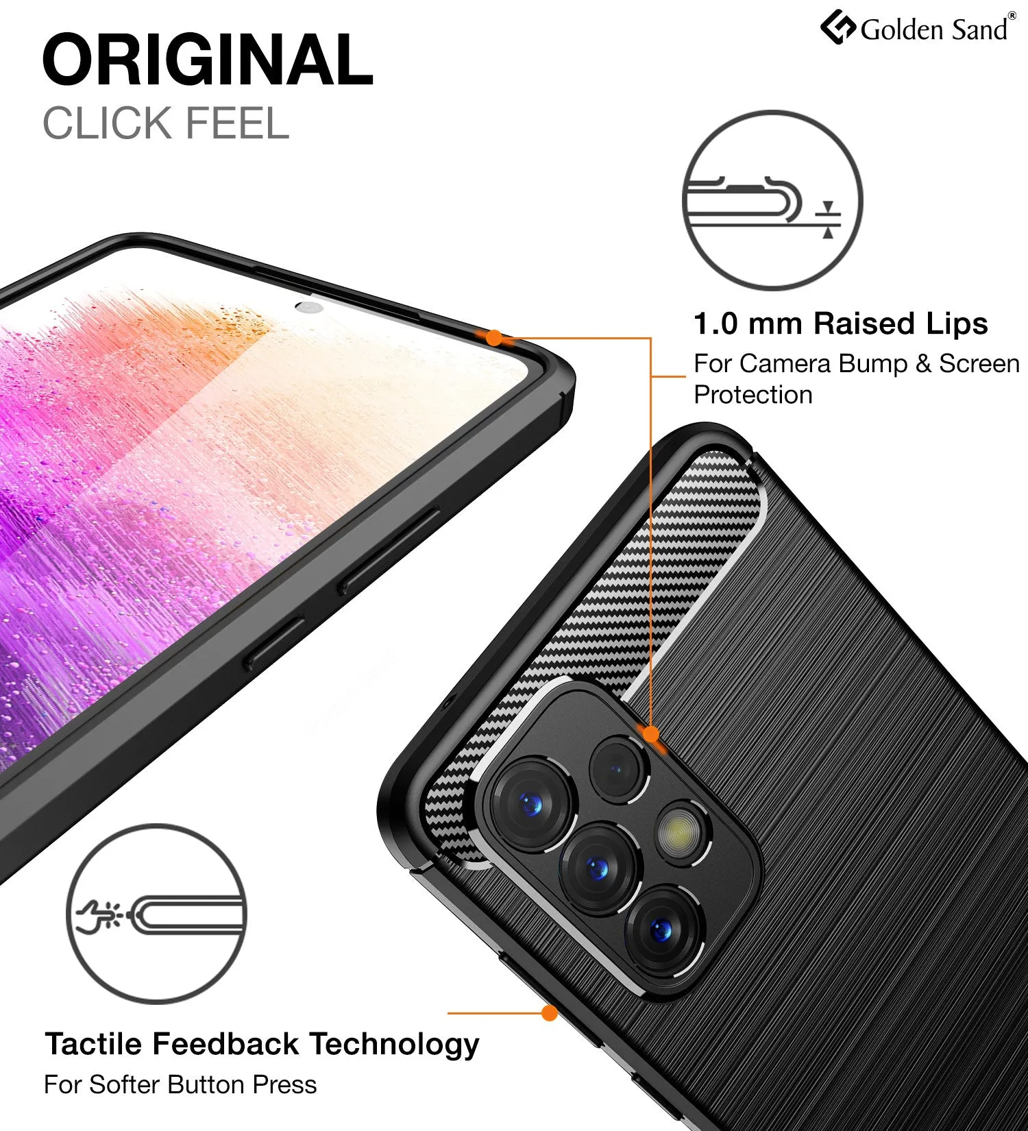 Carbon Fibre Series Shockproof Armor Back Cover for Samsung Galaxy A73 5G, 6.7 inch, Black