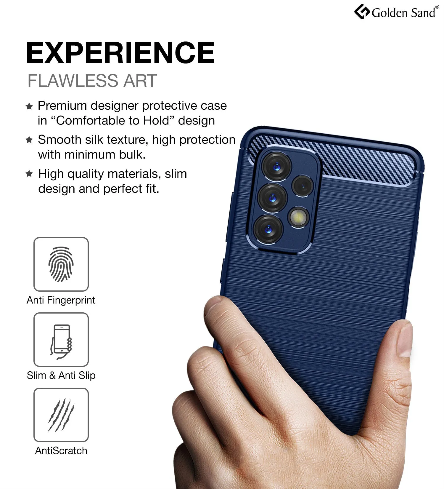 Carbon Fibre Series Shockproof Armor Back Cover for Samsung Galaxy A73 5G, 6.7 inch, Blue