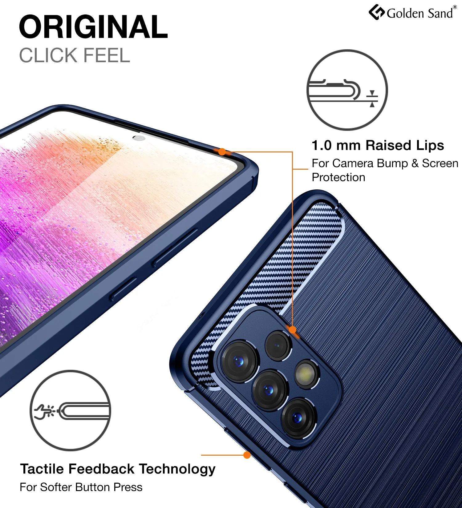 Carbon Fibre Series Shockproof Armor Back Cover for Samsung Galaxy A73 5G, 6.7 inch, Blue