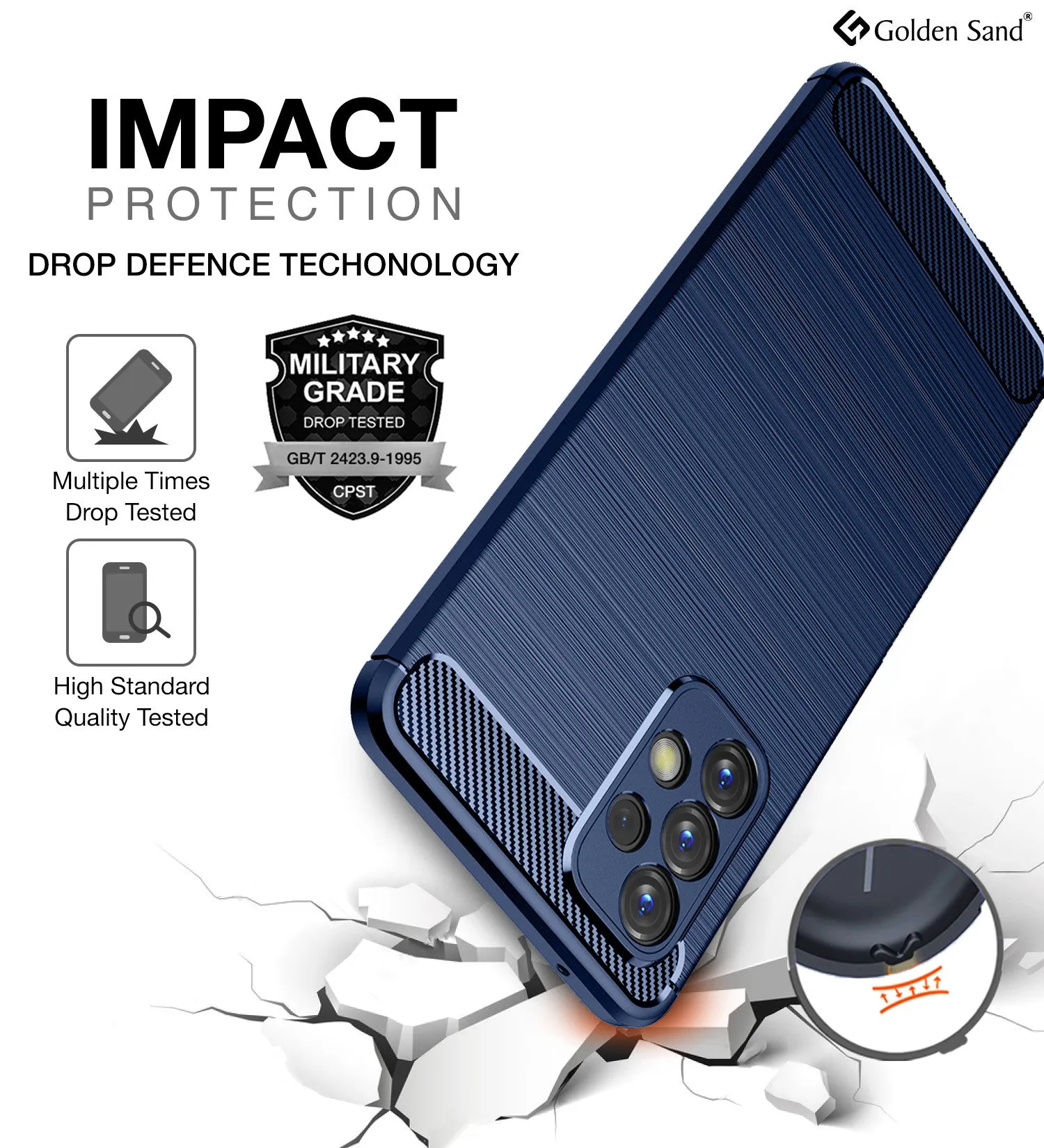 Carbon Fibre Series Shockproof Armor Back Cover for Samsung Galaxy A73 5G, 6.7 inch, Blue