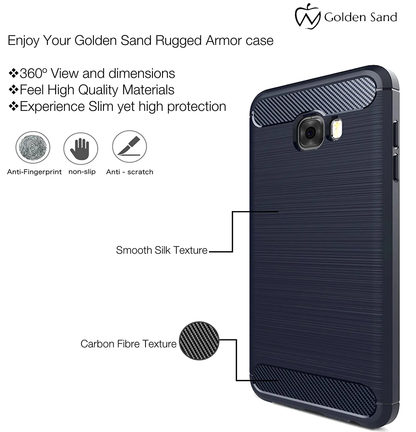 Carbon Fibre Series Shockproof Armor Back Cover for Samsung Galaxy C7 Pro, Blue