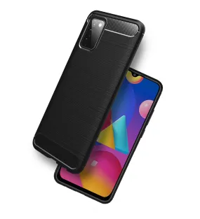 Carbon Fibre Series Shockproof Armor Back Cover for Samsung Galaxy M02s, Samsung Galaxy F02s, 6.5 inch, Black