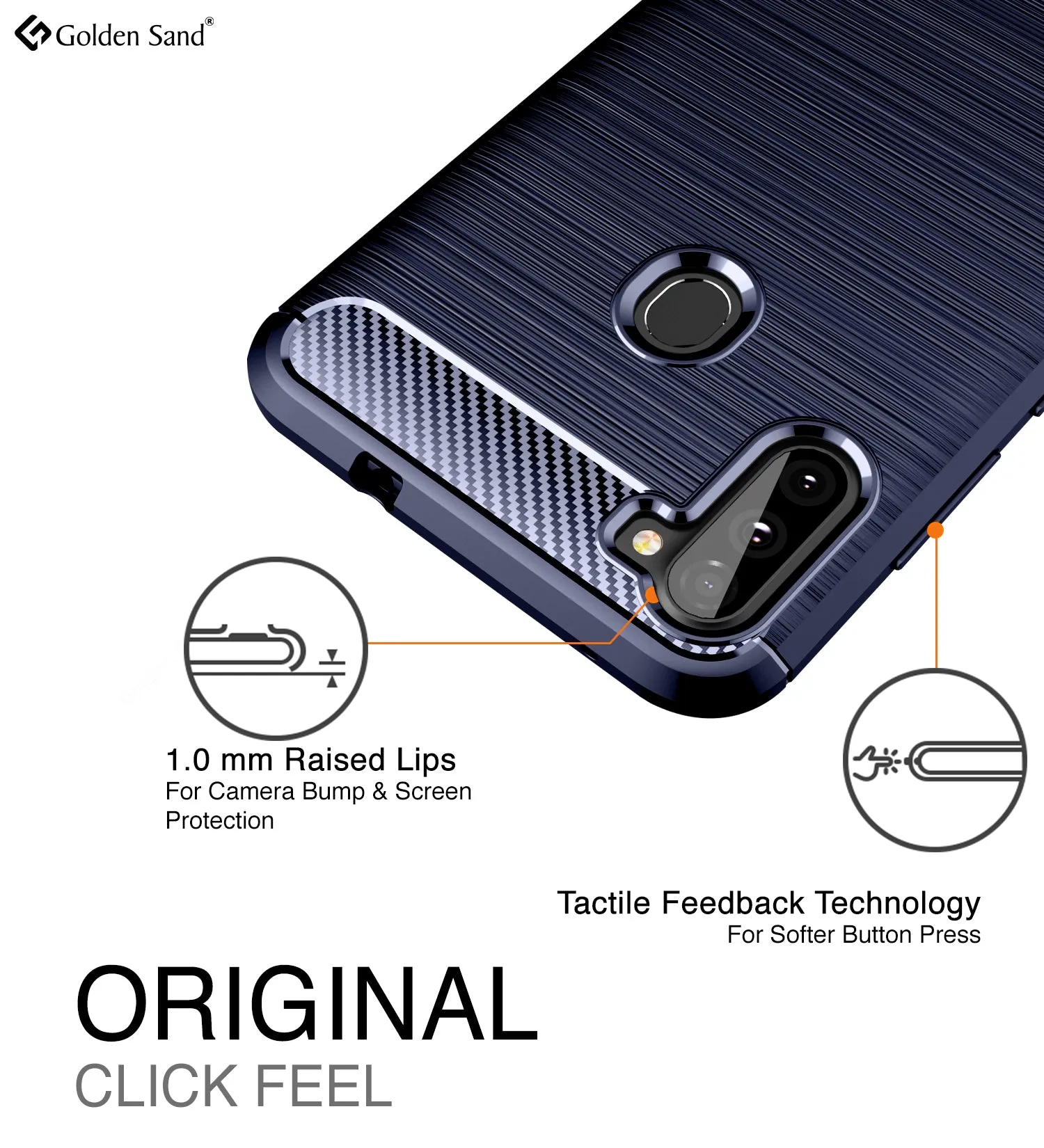 Carbon Fibre Series Shockproof Armor Back Cover for Samsung Galaxy M11 6.4 inch, Blue