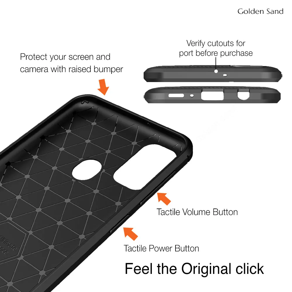 Carbon Fibre Series Shockproof Armor Back Cover for Samsung Galaxy M21 2021 Edition, Samsung Galaxy M21, M30s 6.4 inch, Black